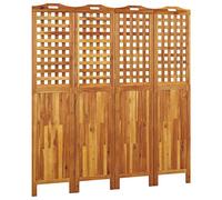vidaXL Divisorio a 4 Pannelli 162x2x180 cm Legno Massello di Acacia