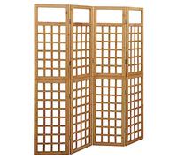 vidaXL Divisorio a 4 Pannelli in Legno Massello di Abete 161x180 cm