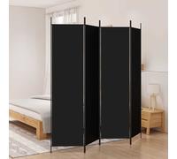 vidaXL Divisorio a 4 Pannelli Nero 200x200 cm in Tessuto