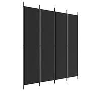 vidaXL Divisorio a 4 Pannelli Nero 200x220 cm in Tessuto