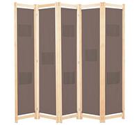 VidaXL Divisorio a 5 Pannelli Marrone 200x170x4 cm in Tessuto