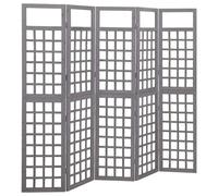 vidaXL Divisorio a 5 Pannelli in Massello di Abete Grigio 201,5x180 cm