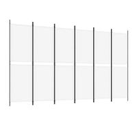 vidaXL Divisorio a 6 Pannelli Bianco 300 x 180 cm Tessuto