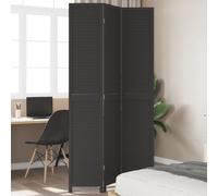 vidaXL Divisorio Ambienti 3 Pannelli Nero Legno Massello di Paulownia