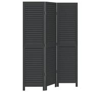vidaXL Divisorio Ambienti 3 Pannelli Nero Legno Massello di Paulownia