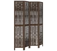 vidaXL Divisorio Ambienti 4 Pannelli Marrone Scuro Massello Paulownia