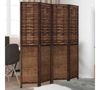 vidaXL Divisorio Ambienti 4 Pannelli Marrone Scuro Massello Paulownia
