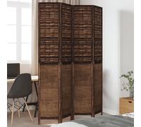 vidaXL Divisorio ambienti 4 pannelli Massello Paulownia Marrone scuro