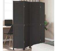 vidaXL Divisorio Ambienti 4 Pannelli Nero Legno Massello di Paulownia