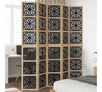 vidaXL Divisorio Ambienti 5 Pannelli Marrone e nero Legno di Paulownia