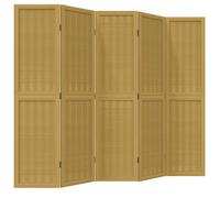 vidaXL Divisorio Ambienti 5 Pannelli Marrone Legno Massello Paulownia