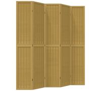 vidaXL Divisorio Ambienti 5 Pannelli Marrone Legno Massello Paulownia