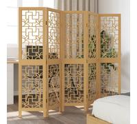 vidaXL Divisorio Ambienti 5 Pannelli Marrone Legno Massello Paulownia