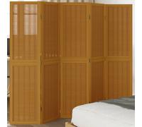 vidaXL Divisorio Ambienti 5 Pannelli Marrone Legno Massello Paulownia