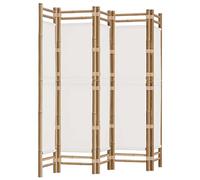 Divisorio ambienti 5 pannelli pieghevole 200 cm bambù e tela