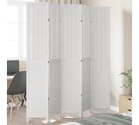 vidaXL Divisorio Ambienti 5Pannelli Bianco Legno Massello di Paulownia
