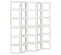 vidaXL Divisorio Ambienti 5Pannelli Bianco Legno Massello di Paulownia