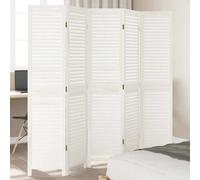vidaXL Divisorio Ambienti 5Pannelli Bianco Legno Massello di Paulownia