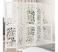 vidaXL Divisorio Ambienti 5Pannelli Bianco Legno Massello di Paulownia