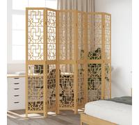 vidaXL Divisorio Ambienti 6 Pannelli Marrone Legno Massello Paulownia