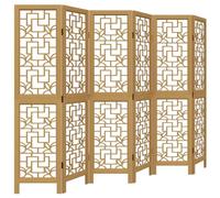 vidaXL Divisorio Ambienti 6 Pannelli Marrone Legno Massello Paulownia