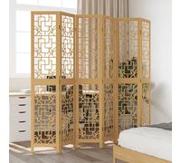 vidaXL Divisorio Ambienti 6 Pannelli Marrone Legno Massello Paulownia