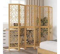 vidaXL Divisorio Ambienti 6 Pannelli Marrone Legno Massello Paulownia