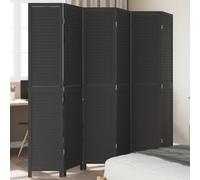 vidaXL Divisorio Ambienti 6 Pannelli Nero Legno Massello di Paulownia