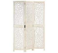 vidaXL Divisorio con 3 Pannelli Separè Speratore Paravento Richiudibile Mobili Arredamento Bianco 120x165 cm Legno Massello di Mango