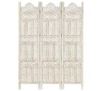 vidaXL Divisorio con 3 Pannelli Separè Speratore Paravento Richiudibile Mobili Arredamento Bianco 120x165 cm Legno Massello di Mango