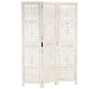 vidaXL Divisorio con 3 Pannelli Separè Speratore Paravento Richiudibile Mobili Arredamento Bianco 120x165 cm Legno Massello di Mango