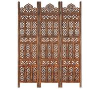 vidaXL Divisorio con 3 Pannelli Separè Speratore Paravento Richiudibile Mobili Arredamento Marrone 120x165 cm Legno Massello di Mango