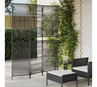 vidaXL Divisorio per Ambienti a 3 Pannelli Nero in Polyrattan