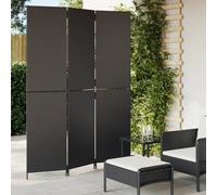 vidaXL Divisorio per Ambienti a 3 Pannelli Nero in Polyrattan