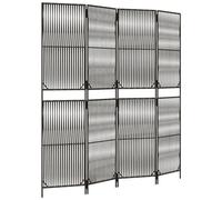 vidaXL Divisorio per Ambienti a 4 Pannelli Grigio in Polyrattan