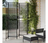 vidaXL Divisorio per Ambienti a 5 Pannelli Nero in Polyrattan