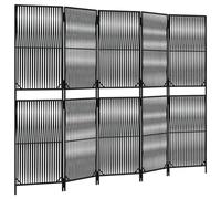 vidaXL Divisorio per Ambienti a 5 Pannelli Nero in Polyrattan