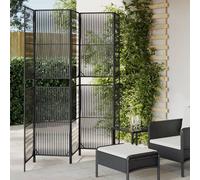 vidaXL Divisorio per Ambienti a 5 Pannelli Nero in Polyrattan