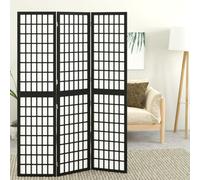 vidaXL Divisorio Pieghevole 3 Pannelli Stile Giapponese 120x170cm Nero