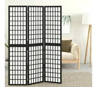 vidaXL Divisorio Pieghevole 3 Pannelli Stile Giapponese 120x170cm Nero