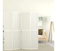 vidaXL Divisorio Pieghevole 4 Pannelli Stile Giapponese 160x170 Bianco