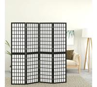 vidaXL Divisorio Pieghevole 4 Pannelli Stile Giapponese 160x170cm Nero