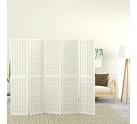 vidaXL Divisorio Pieghevole 5 Pannelli Stile Giapponese 200x170 Bianco