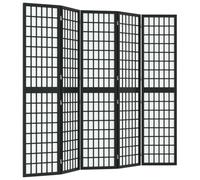 vidaXL Divisorio Pieghevole 5 Pannelli Stile Giapponese 200x170cm Nero