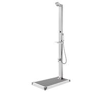 vidaXL Doccia da Giardino con Base Grigia 225 cm in Acciaio Inox