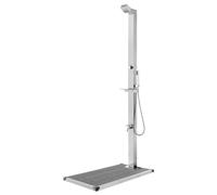 vidaXL Doccia da Giardino con Base Grigia 225 cm in Acciaio Inox
