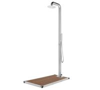vidaXL Doccia da Giardino con Base Marrone 230 cm in Acciaio Inox