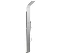 vidaXL Doccia da Giardino Curvo Ugelli Silicone a Getto Idromassaggio Soffione a Colonna a Mano Esterni in Acciaio Inox Spazzolato Argento
