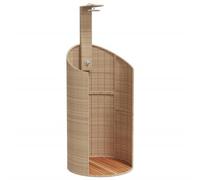 AX Doccia Base Doghe Soffione Polyrattan Beige 1x1x2.415m Riparo Giardino 368214