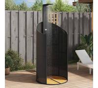 vidaXL Doccia da esterno nera 100x100x241,5 cm polyrattan e legno acacia